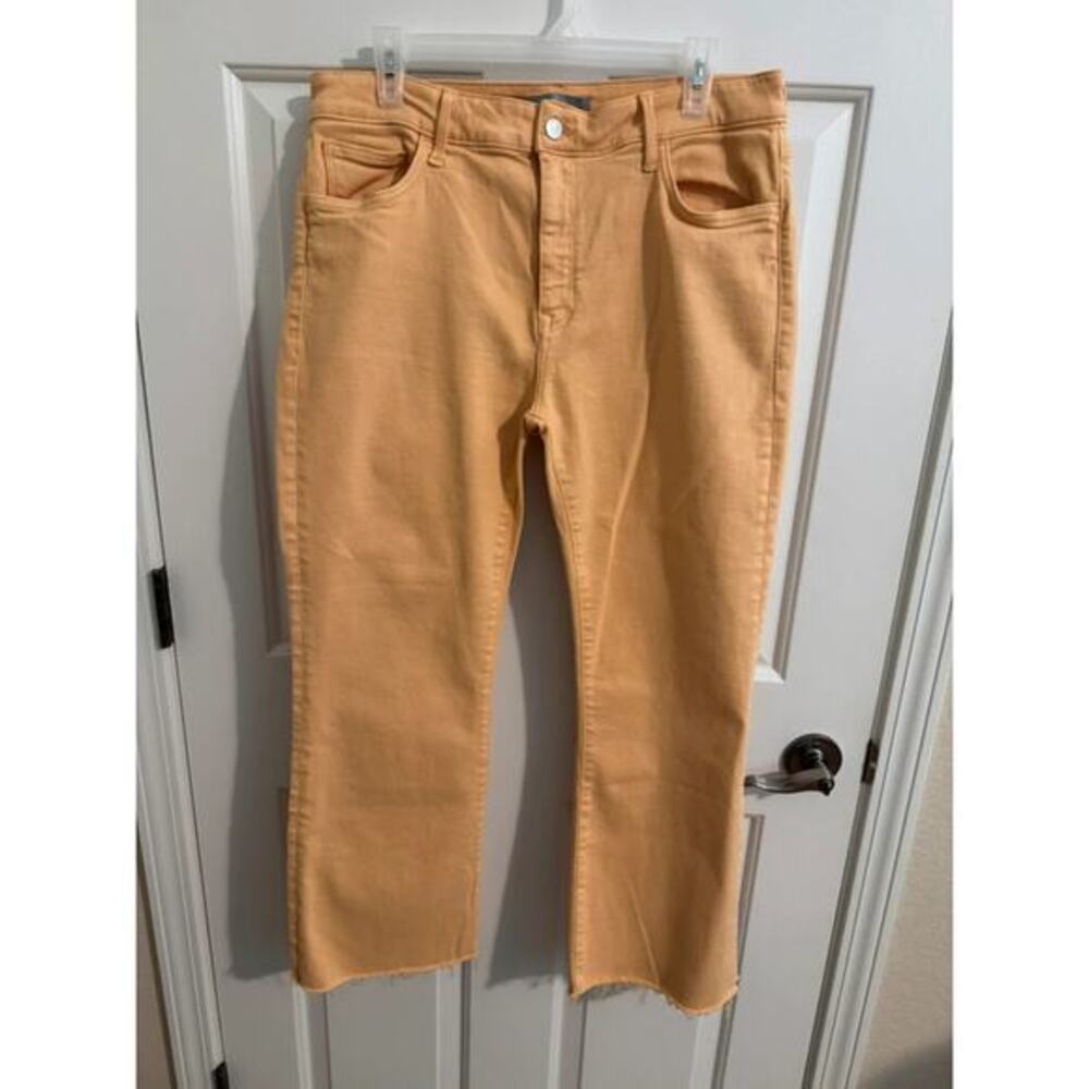 Mavi Anika High Rise Crop Flare Raw Hem Carmel Cream Peach Coral 33/27